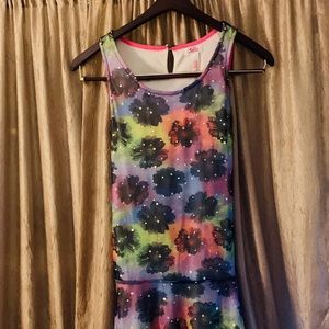 Justice floral dress with silver sequins. Girls